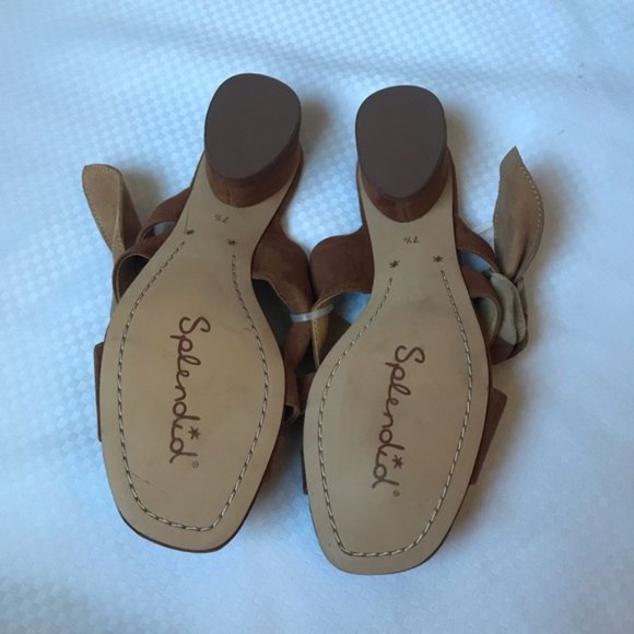 Splendid Women’s Cognac Bow Knot Slip-on Sandals Size 7.5 Suede - Picture 3 of 8